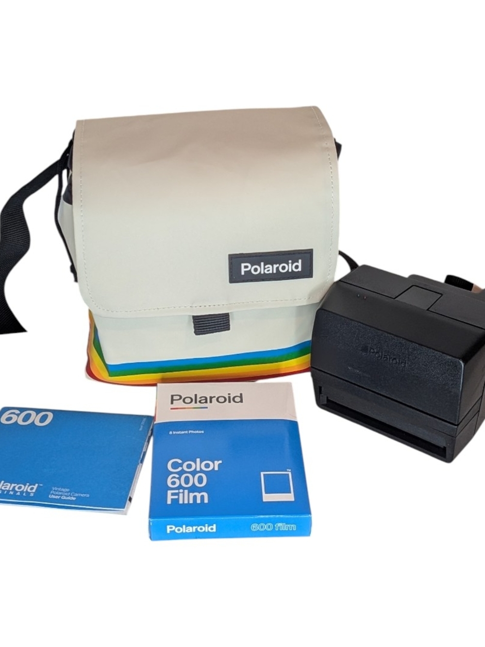 Polaroid Instant Camera Bundle with Cream Rainbow Carry Bag & Film - Polaroid
